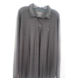 Tommy Bahama Palm Coast IslandZone Black Big Golf Polo Long Sleeve Shirt Sz XXL